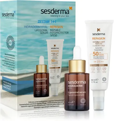 Sesderma Set Hidraderm Hyal + Repaskin - Набор подарочный для лица, 2 шт
