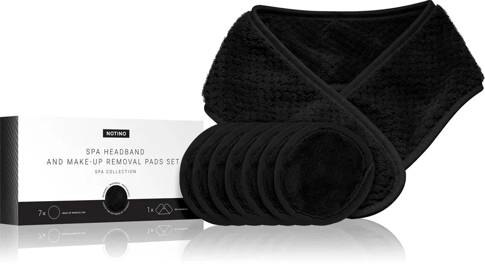 Набор для демакияжа Notino Spa Collection повязка и многоразовые диски из микрофибры, 7 шт, оттенок Black