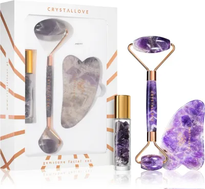 Набор для массажа лица Crystallove Amethyst Beauty Set подарочный, 3 шт