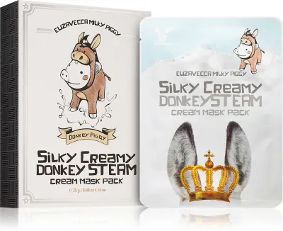 Elizavecca Milky Piggy Silky Creamy Donkey Steam Mask - Набор тканевых масок для питания и увлажнения, 10 мл