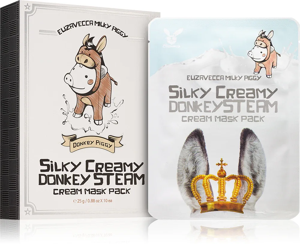 Elizavecca Milky Piggy Silky Creamy Donkey Steam Mask - Набор тканевых масок для питания и увлажнения, 10 мл