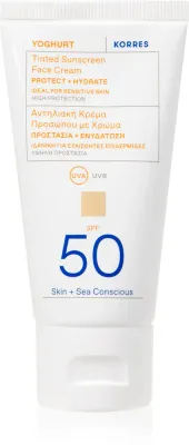 Korres Yoghurt Tinted Sunscreen - Тонирующий крем для загара SPF 50, 50 мл