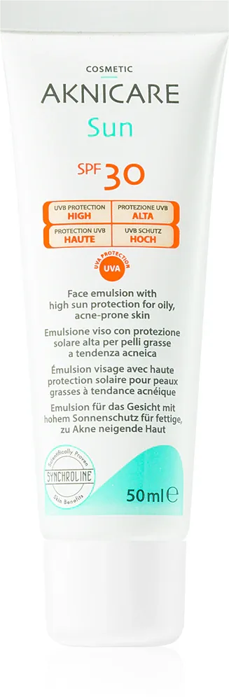 Synchroline Aknicare Sun - Защитный крем для жирной кожи с акне SPF 30, 50 мл