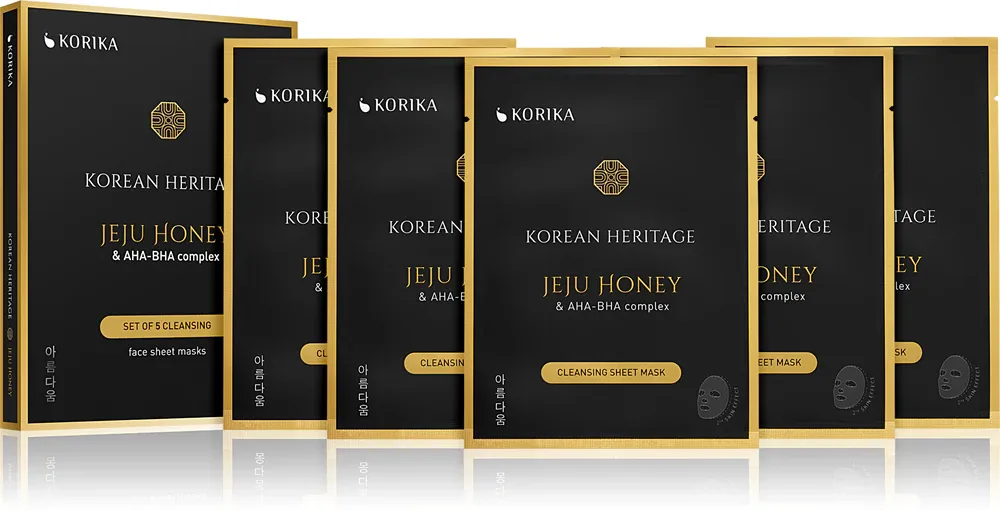 KORIKA Korean Heritage Set of 5 Cleansing Face Sheet Masks - Набор масок для лица по сниженной цене для идеальной очистки кожи