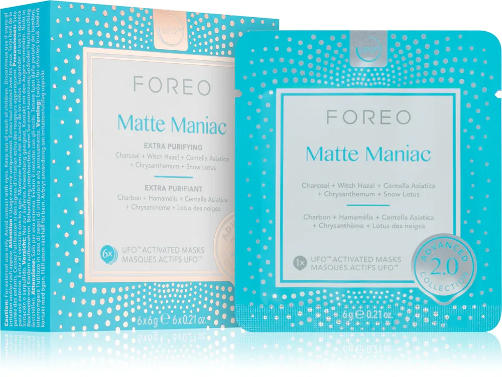 FOREO UFO Matte Maniac - Очищающая маска для лица, 6 шт