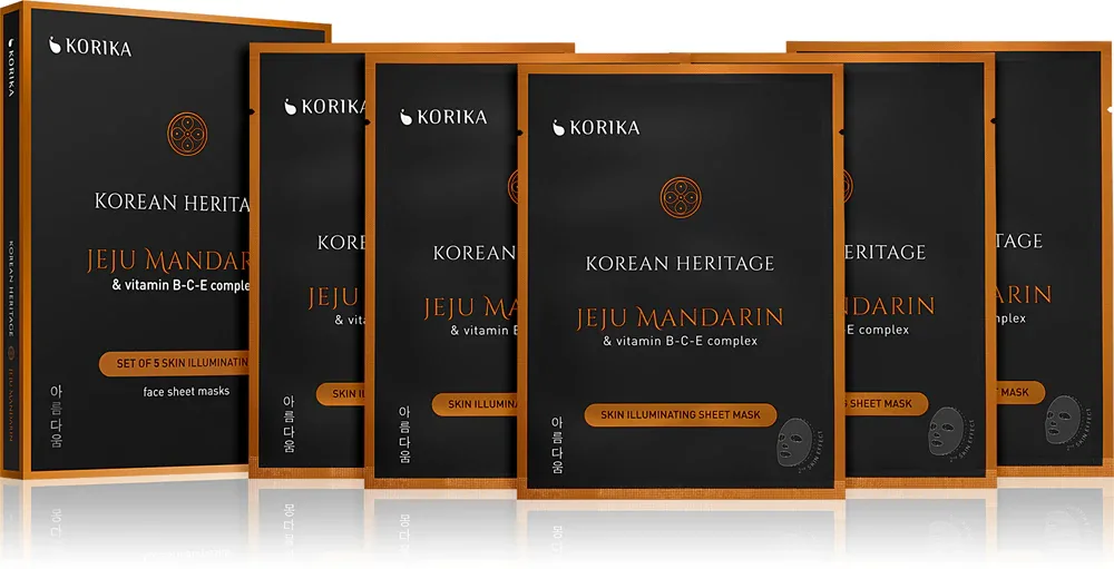 KORIKA Korean Heritage Set of 5 Skin Illuminating Face Sheet Masks - Набор масок для лица по сниженной цене с осветляющим эффектом