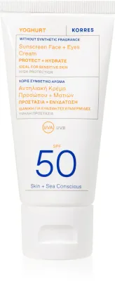 Korres Yoghurt Sunscreen - Крем для лица и области вокруг глаз SPF 50, 50 мл