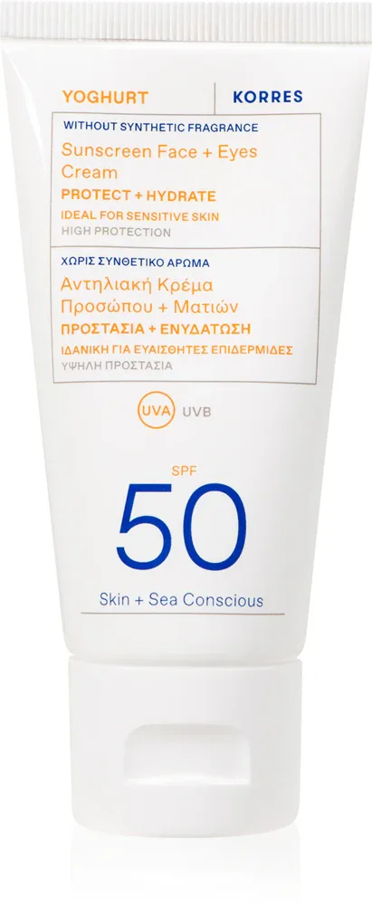 Korres Yoghurt Sunscreen - Крем для лица и области вокруг глаз SPF 50, 50 мл