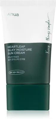 Anua Heartleaf Silky Moisture Sun Cream - Интенсивно увлажняющий крем для лица на день SPF 50+, 50 мл