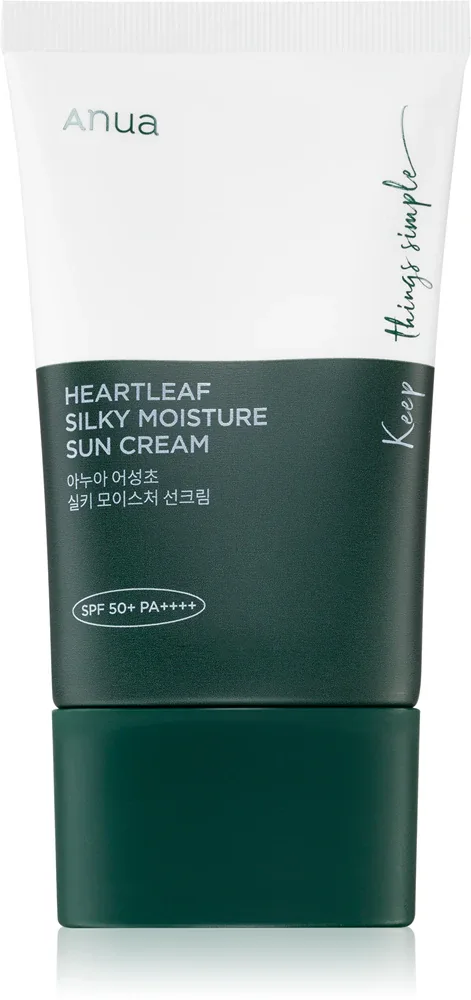 Anua Heartleaf Silky Moisture Sun Cream - Интенсивно увлажняющий крем для лица на день SPF 50+, 50 мл
