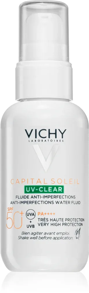 Vichy Capital Soleil UV-Clear - Уход против морщин для жирной кожи с предрасположенностью к акне SPF 50+, 40 мл