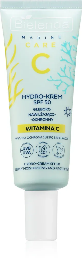 Bielenda C Marine Care Hydro-cream deeply moisturizing and protective SPF 50 - Увлажняющий защитный крем с витамином C, 40 мл