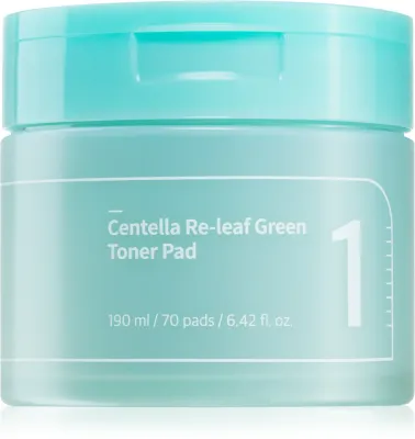 Numbuzin No. 1 Centella Re-Leaf Green Toner Pad - Тонизирующие патчи для лица для смягчения, 70 шт