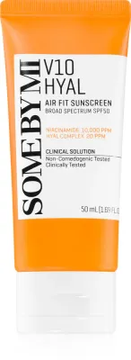 Some By Mi V10 Hyal Air Fit Sunscreen - Легкий защитный крем для лица SPF 50+, 50 мл