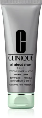 Clinique All About Clean 2-in-1 Charcoal Mask + Scrub - Очищающая маска для лица, 100 мл