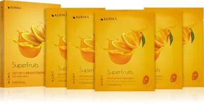 KORIKA SuperFruits Hallabong - Set of 5 Brightening Face Sheet Masks - Набор масок для лица по сниженной цене с осветляющим эффектом Hallabong Hallabong