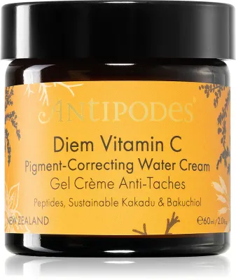 Antipodes Diem Vitamin C Pigment-Correcting Water Cream - Крем для лица, осветляющий и увлажняющий, для пигментных пятен с бакухиолом