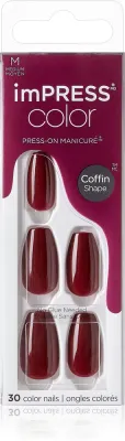 Ногти накладные KISS imPRESS Color Medium самоклеящиеся, без опиливания, 30 шт Winery in NYC