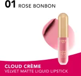 Bourjois Cloud Crème Velvet Matte - Матовая жидкая помада с интенсивным матовым эффектом, 3.1 мл, оттенок 01 Rose Bonbon — фото 2