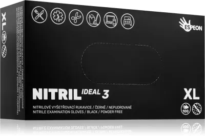 Перчатки нитриловые Espeon Nitril Ideal3 Black одноразовые, чёрные, 100 шт