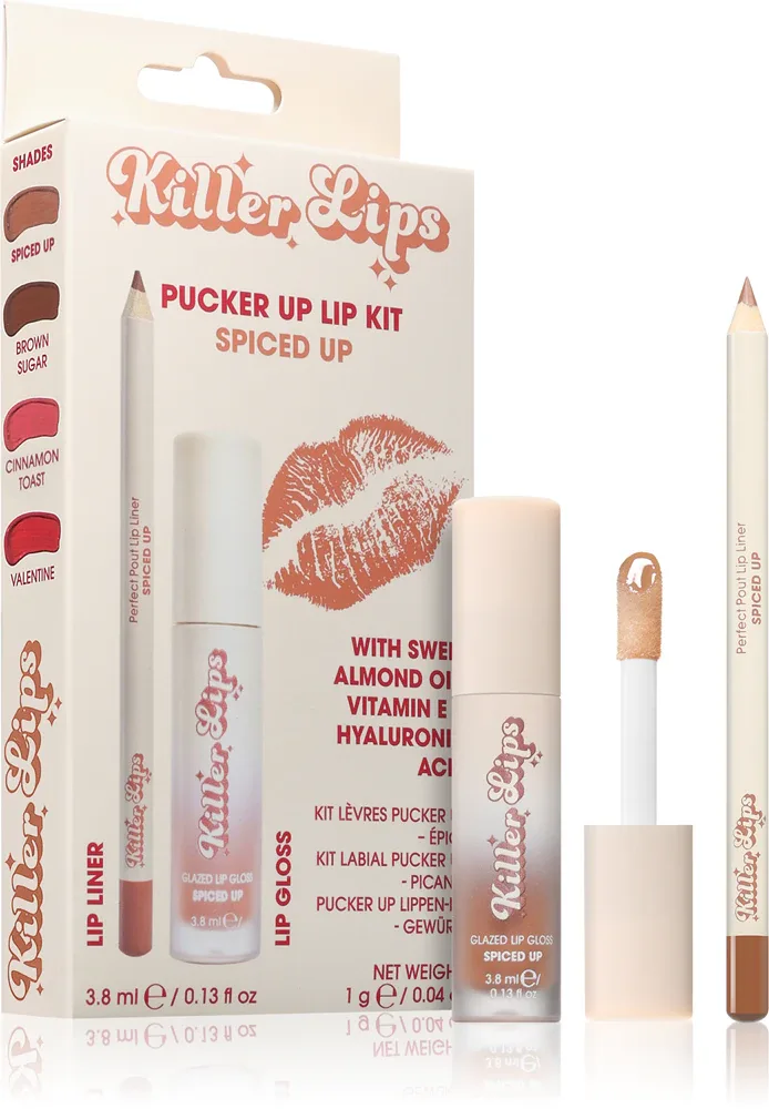 Набор для макияжа губ Killer Lips Pucker Up Lip Kit карандаш и блеск, стойкий, оттенок Spiced Up