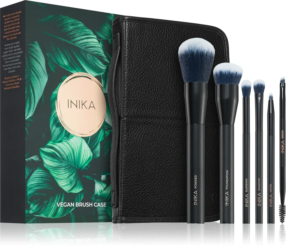 INIKA Organic Brush Case With Brushes - набор кистей с чехлом, 1 шт