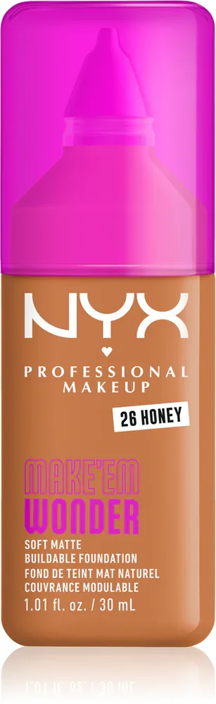 NYX Professional Makeup Make ‘Em Wonder - Легкий матирующий тональный крем, 30 мл, оттенок 26 Honey