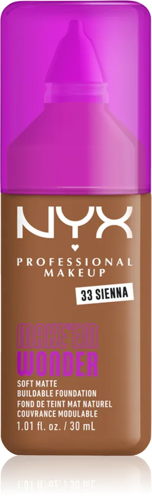 NYX Professional Makeup Make ‘Em Wonder - Легкий матирующий тональный крем, 30 мл, оттенок 33 Sienna
