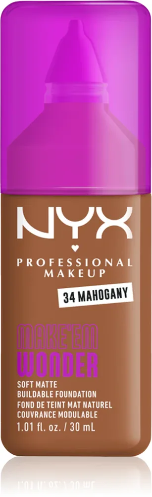 NYX Professional Makeup Make ‘Em Wonder - Легкий матирующий тональный крем, 30 мл, оттенок 34 Mahogany