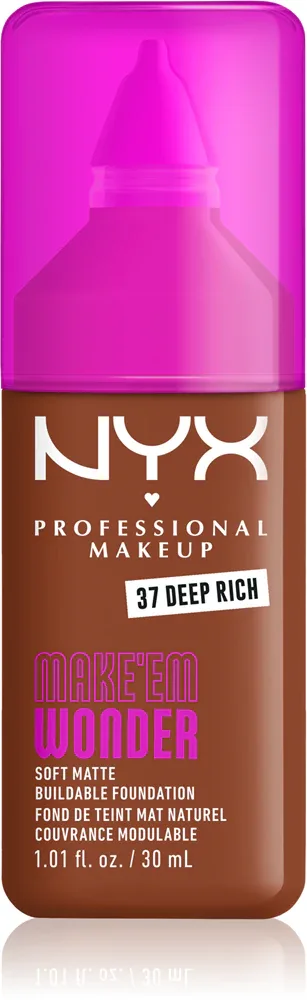 NYX Professional Makeup Make ‘Em Wonder - Легкий матирующий тональный крем, 30 мл, оттенок 37 Deep Rich