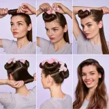 Бигуди для волос BrushArt Hair Heatless blowout curling rods бархатные, с зажимом, 4 шт — фото 2