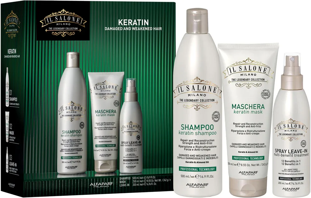 Alfaparf Milano Il Salone Milano Keratin kit - Подарочный набор для поврежденных волос, 3 шт