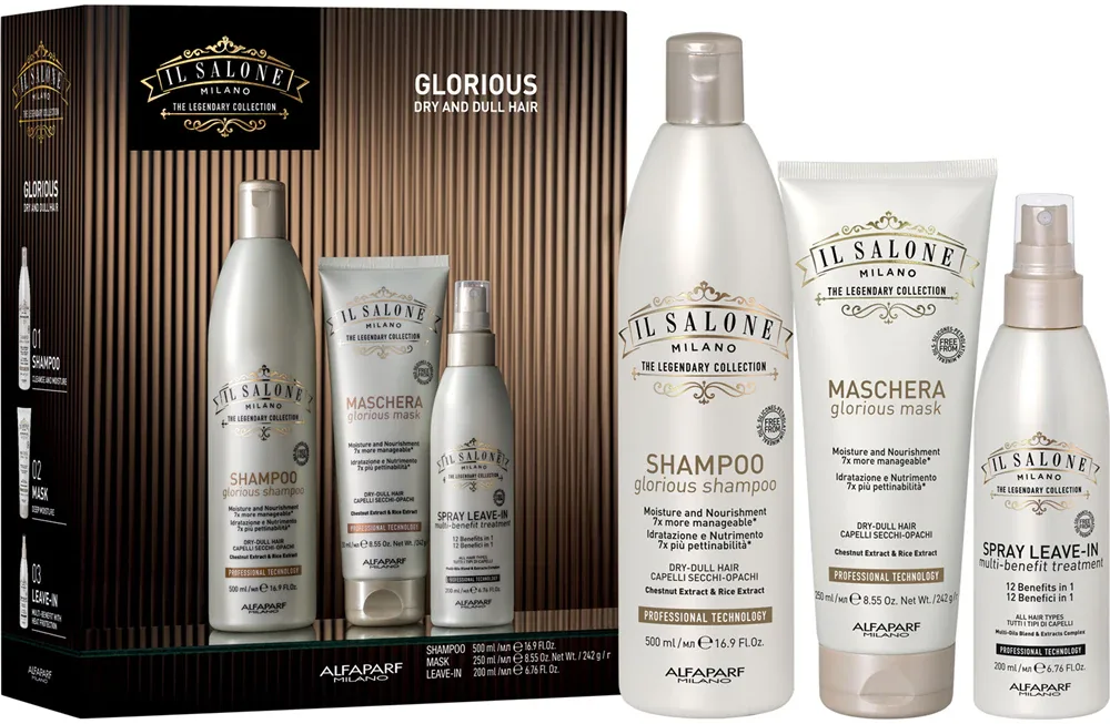 Alfaparf Milano Il Salone Milano Glorious Kit - Подарочный набор для сухих и поврежденных волос, 3 шт