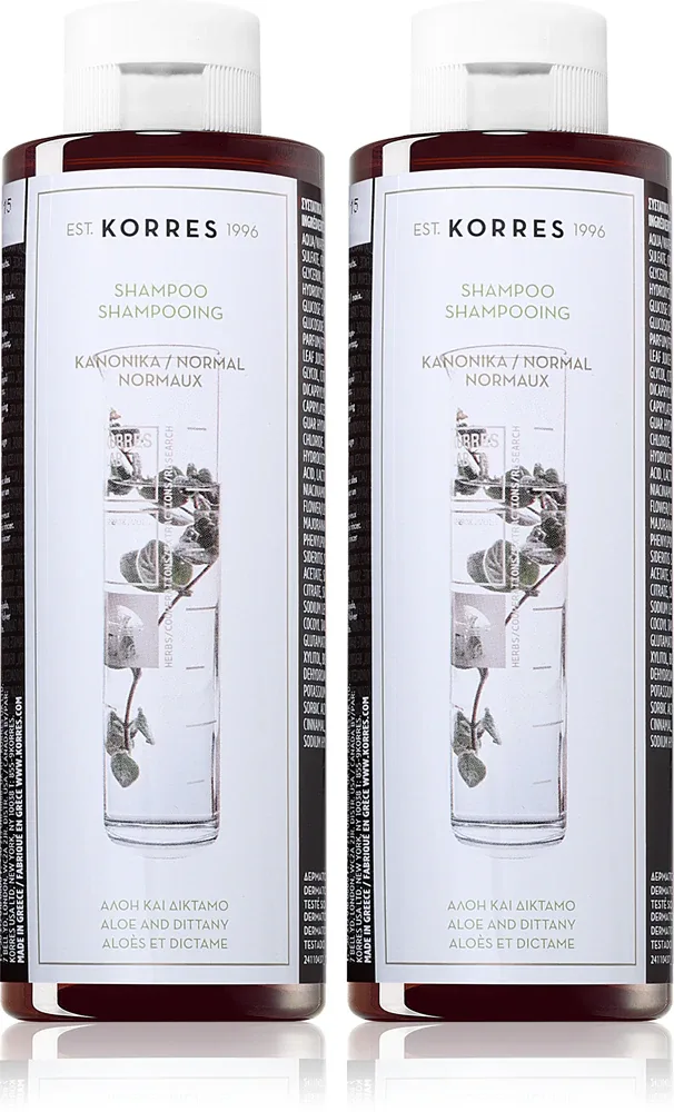 Korres Aloe & Dittany Set - Шампунь для нормальных и тонких волос, двойная упаковка, 2 мл