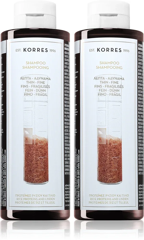 Korres Rice Proteins & Linden - шампунь для тонких волос удобная упаковка, 2 мл