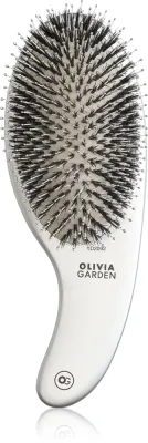 Плоская щётка для волос Olivia Garden Expert CURVE Nylon Silver, для влажных волос, эргономичная рукоятка, 1 шт