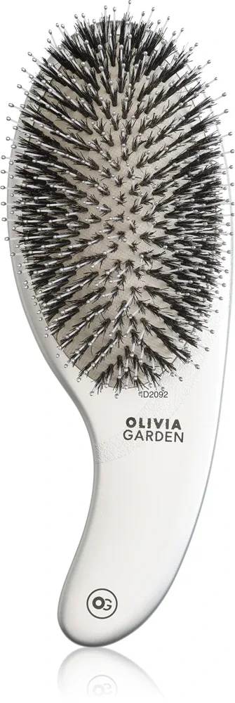 Плоская щётка для волос Olivia Garden Expert CURVE Nylon Silver, для влажных волос, эргономичная рукоятка, 1 шт