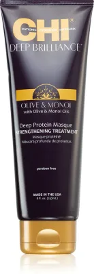 CHI Brilliance Strengthening Treatment - Укрепляющая маска для ослабленных, поврежденных и секущихся волос с оливковым маслом, 237 мл