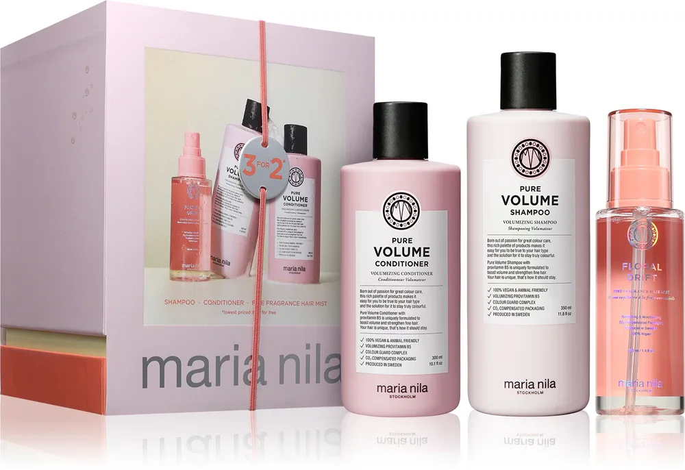 Maria Nila Pure Volume Holiday Box - Подарочный набор для увеличения объема волос, 3 шт