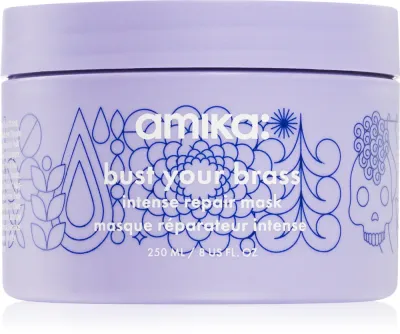 amika Bust Your Brass Cool Blonde - Интенсивная регенерирующая маска для блондинок и седых волос, 250 мл