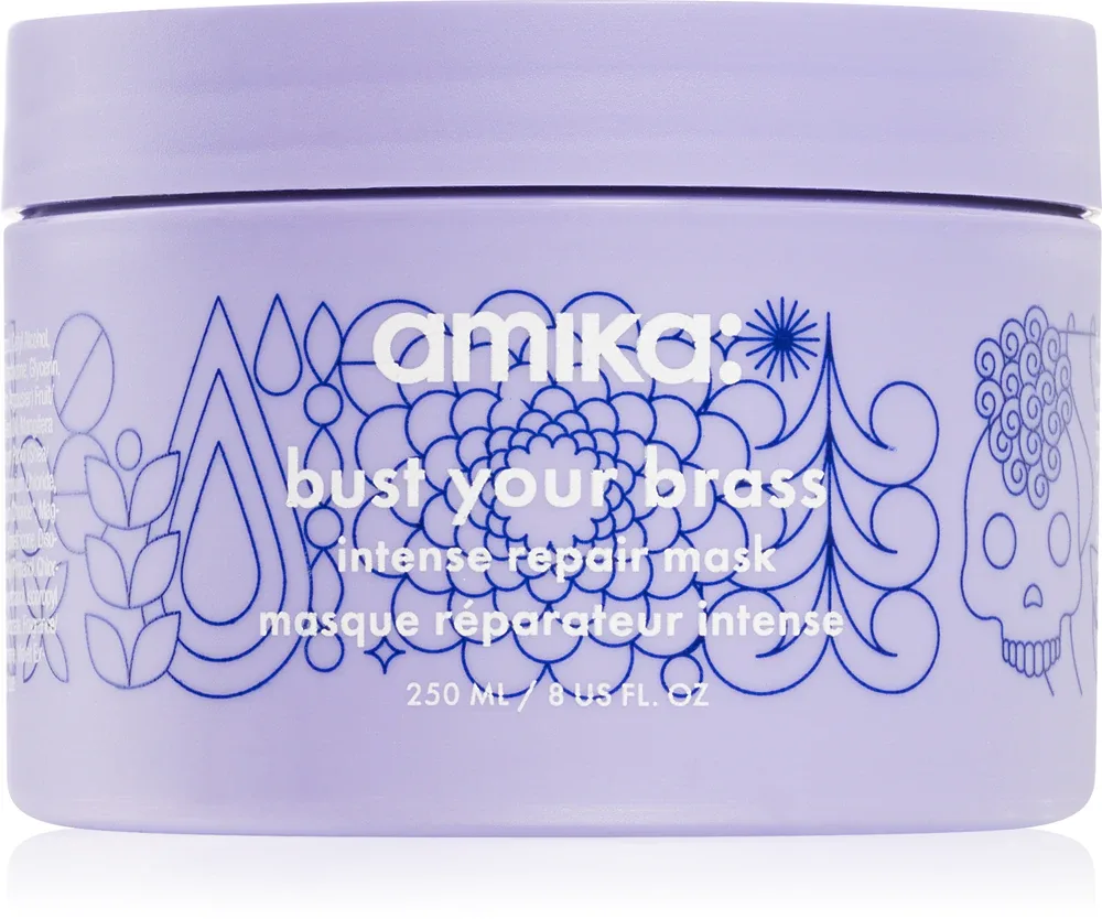 amika Bust Your Brass Cool Blonde - Интенсивная регенерирующая маска для блондинок и седых волос, 250 мл