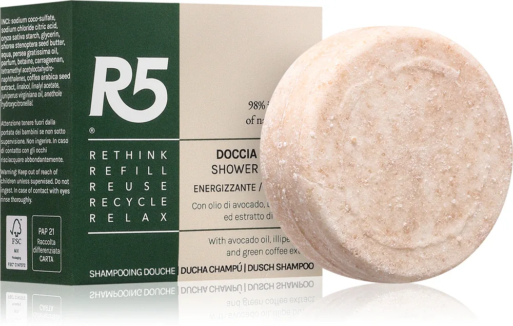 R5 Energizing - шампунь в виде кубика для тела и волос, 70 г