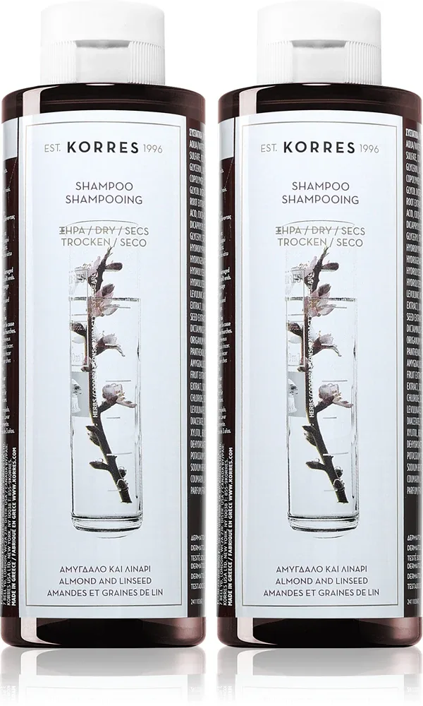 Korres Almond & Linseed - Шампунь для сухих и поврежденных волос удобная упаковка, 2 мл