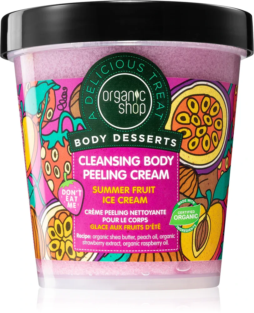 Organic Shop Body Desserts Summer Fruit Ice Cream - Крем для тела с очищающим и отшелушивающим эффектом, 450 мл