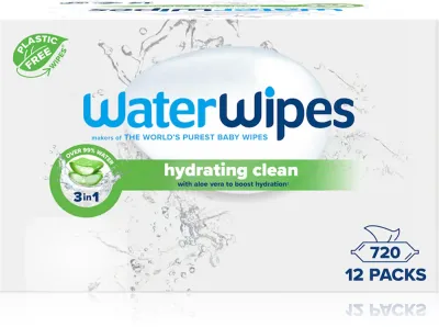 WaterWipes Hydrating Clean - Освежающие влажные салфетки, 12 шт