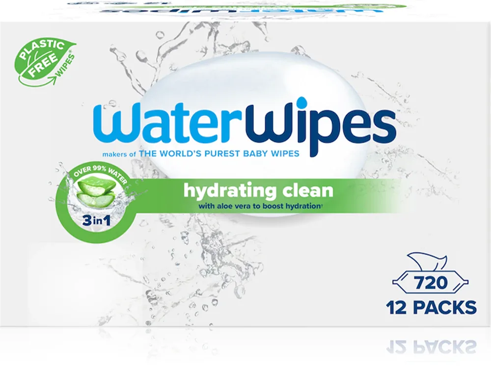 WaterWipes Hydrating Clean - Освежающие влажные салфетки, 12 шт