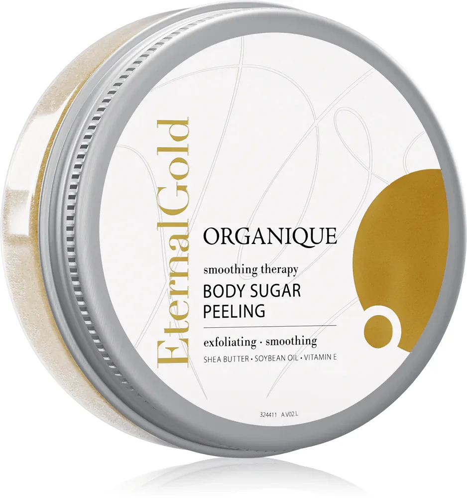 Organique Eternal Gold Smoothing Therapy - Сахарный скраб с блестками, смягчающий, 200 г