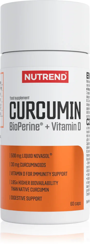 Комплекс с куркумином и витамином D Nutrend Curcumin + Bioperine + Vitamin D, 60 капсул
