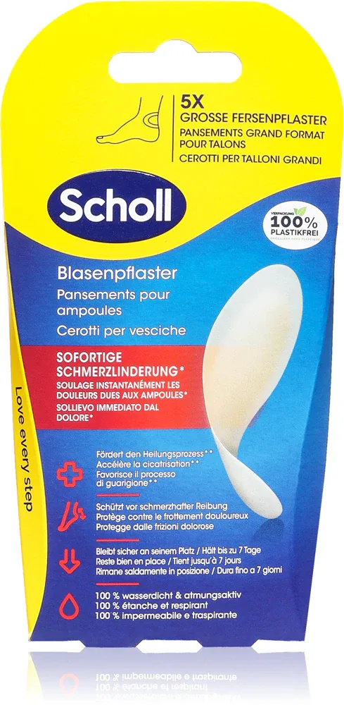 Scholl Dr. Scholl's Blister Plasters - Водонепроницаемый пластырь от мозолей на пятках, 5 шт