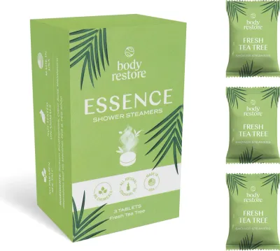 Таблетки для душа Body Restore Essence Shower Steamers шипучие, с маслом чайного дерева, 3 шт zapachy Fresh Tea Tree